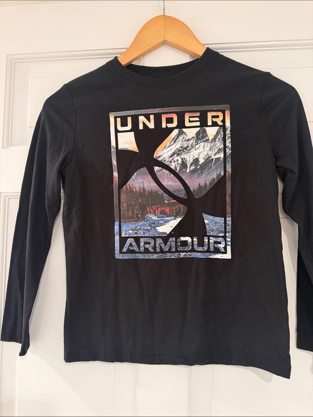 Under Armour Black Long Sleeve Tee with Mountain Graphic kids